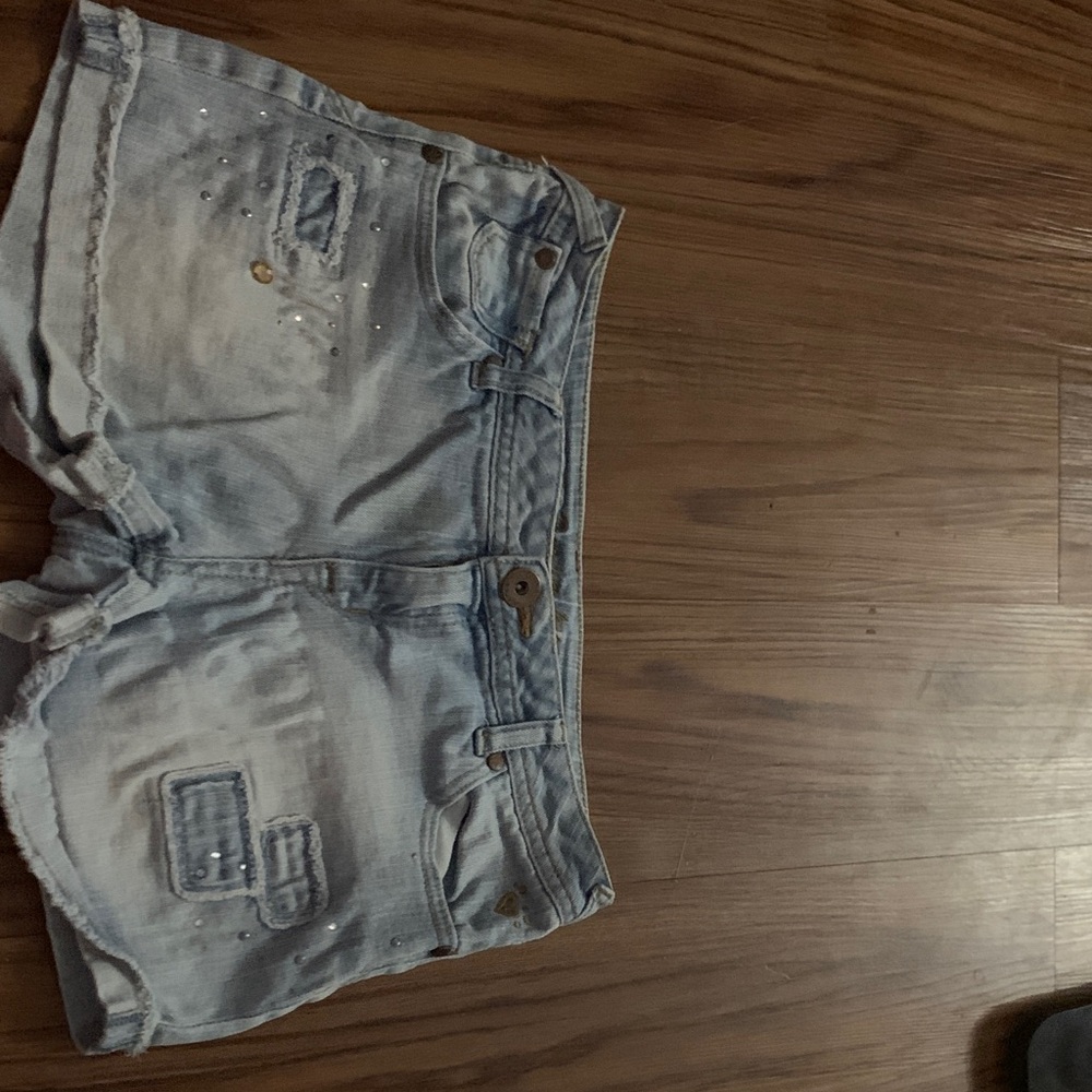 Justice Light Blue Jean Shorts with Embellishments